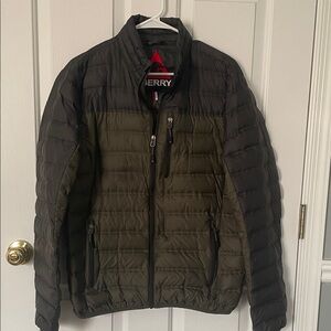 Men's Gerry Olive and Black Down Puffer Jacket size medium